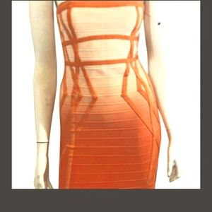 STRETTA party date night dress. Unique orange gradient, bodycon dr…